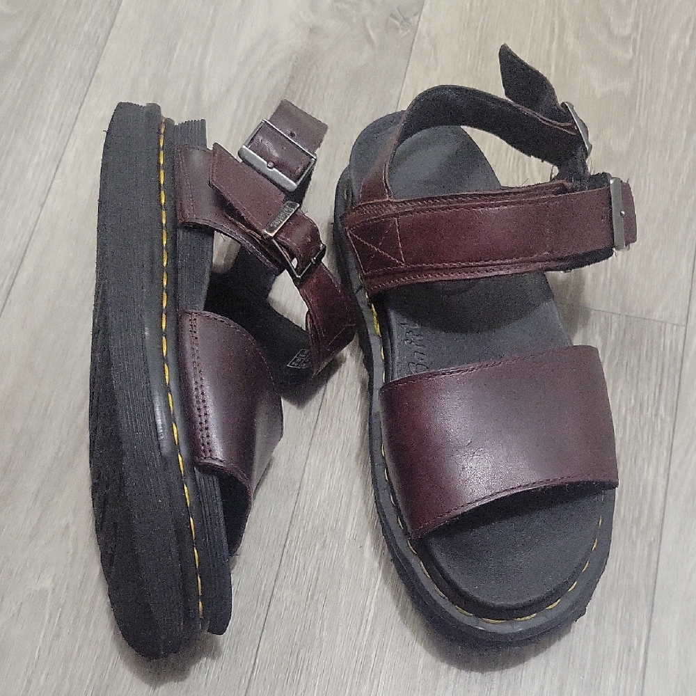 Dr. Martens Voss Burgundy Maroon Leather Sandals Size UK 5 US 7